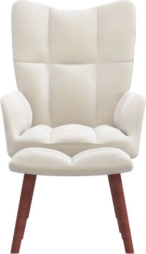 The Living Store Relaxstoel 61.5 x 69 x 95.5 cm Crèmewit fluweel afmetingen 47 x 32 x 38 cm Comfortabel en duurzaam