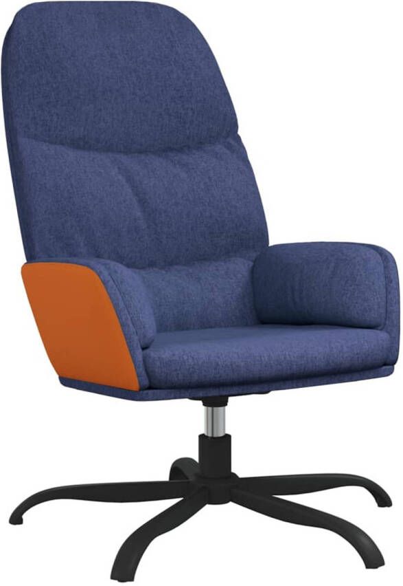 The Living Store Relaxstoel Comfortabele blauwe draaistoel 70 x 77 x 98 cm Dik gevoerd Stof kunstleer Metalen frame