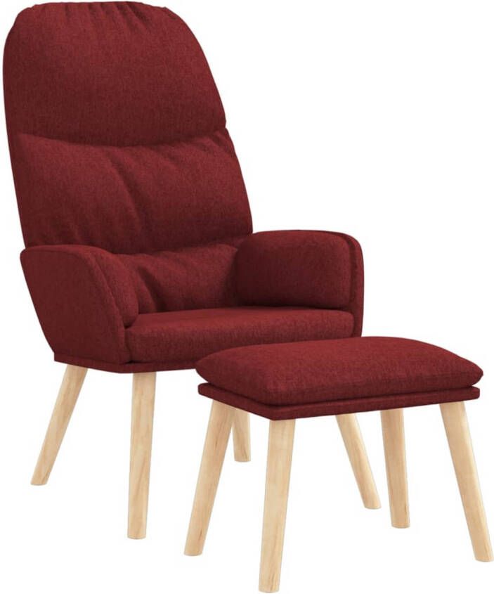 The Living Store Relaxstoel Comfortabele stoel met voetenbank Wijnrood 70x77x98 cm - Foto 1