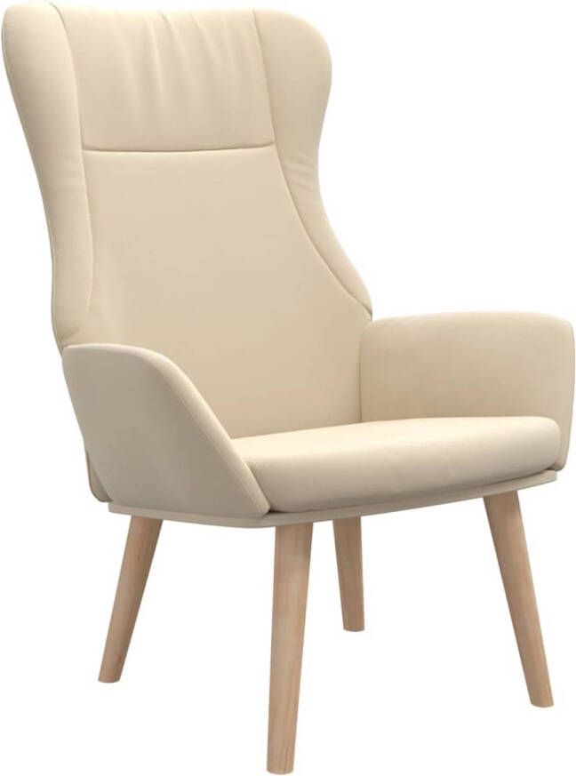 The Living Store Relaxstoel crème 70x77x94 cm stabiel frame Relaxstoel Fauteuils Lounge Chair Stoffen Meubels Creme Kleuren