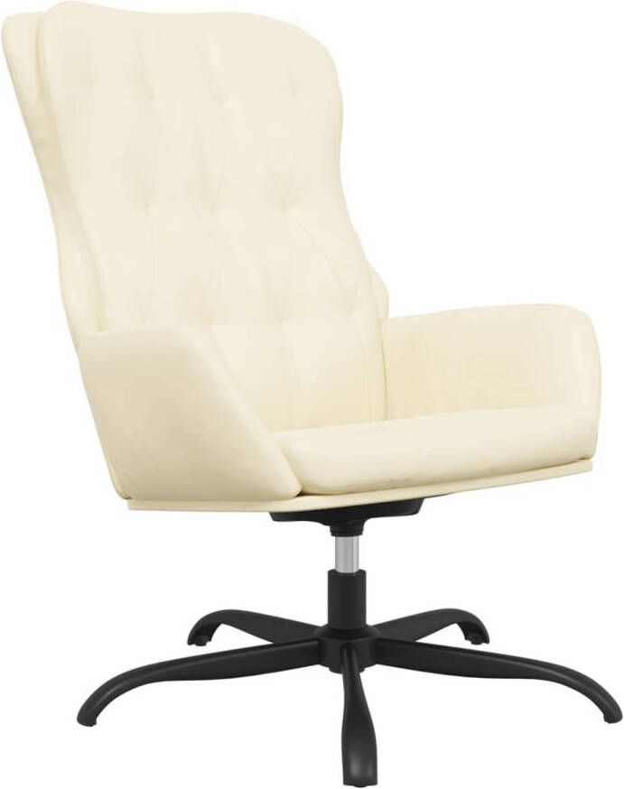 The Living Store Relaxstoel Crème Kunstleer 70 x 77 x 98 cm Draaibaar