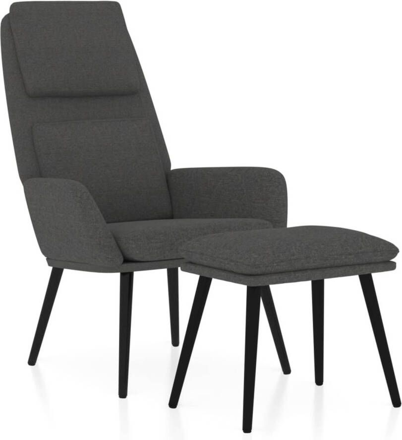 The Living Store Relaxstoel Donkergrijs 70 x 77 x 98 cm Comfortabele stoel met voetenbank - Foto 1