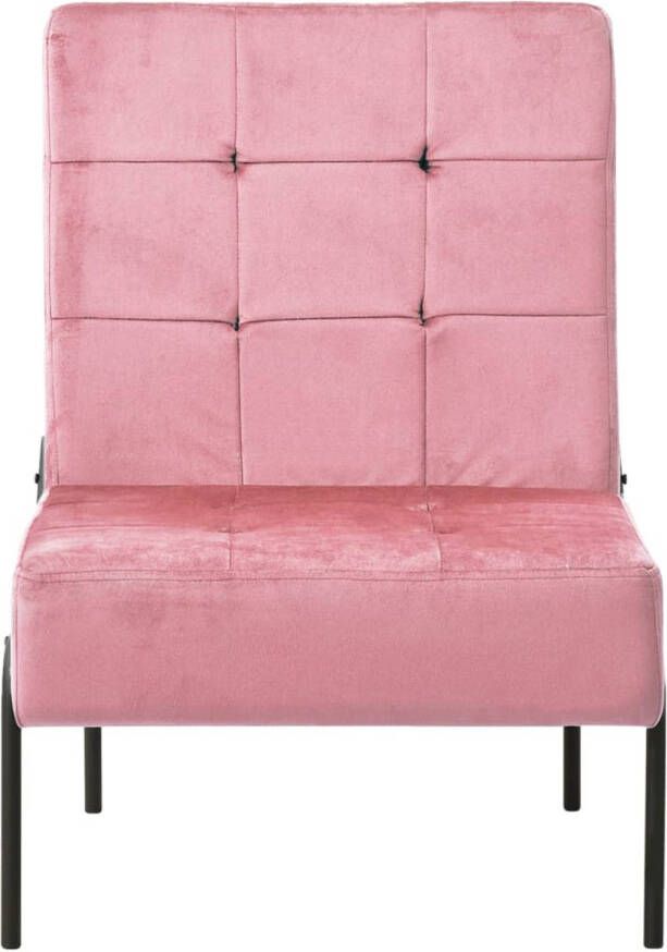 The Living Store Relaxstoel Fluweel 65 x 79 x 87 cm Roze Zwart Max 110 kg - Foto 1