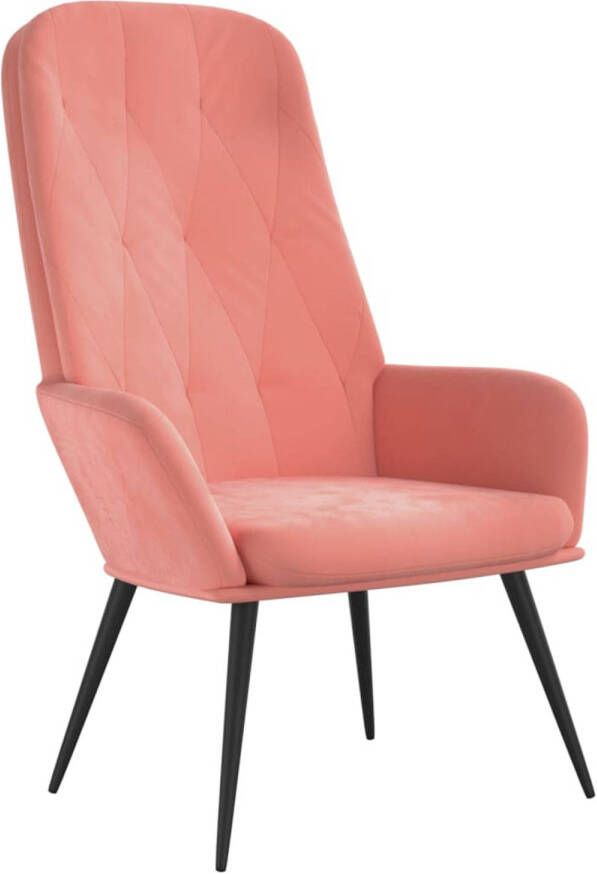 The Living Store Relaxstoel Fluwelen Roze 70 x 77 x 98 cm trendy ontwerp