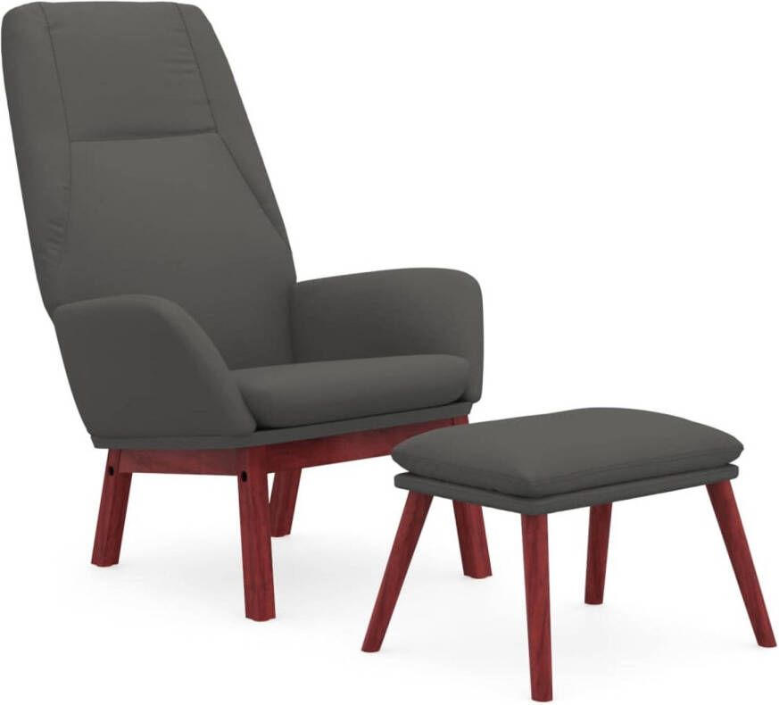 The Living Store Relaxstoel met voetenbank Donkergrijs 70x77x94 cm Duurzaam materiaal