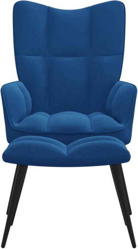 The Living Store Relaxstoel Oren Blauw Fluweel 61x70x96.5cm Duurzaam en Comfortabel - Foto 1