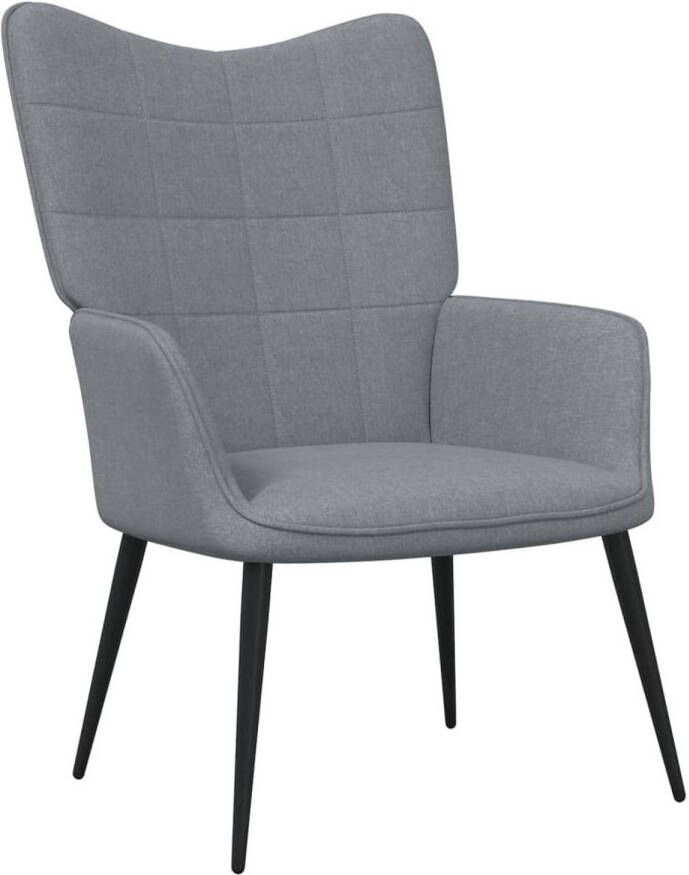 The Living Store Relaxstoel Relaxfauteuil Lichtgrijs 61 x 70 x 96.5 cm Stof staal