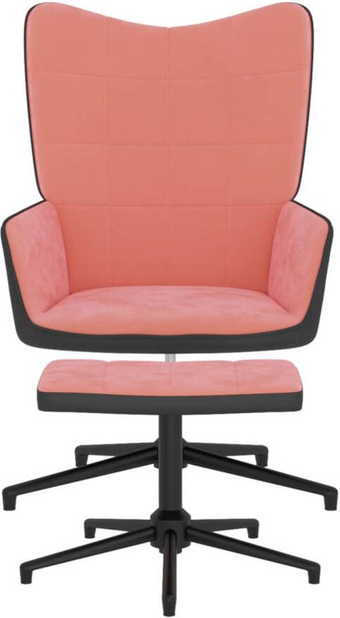 The Living Store Relaxstoel Roze Fluweel 62x68x98 cm 360 graden draaibaar Staal frame