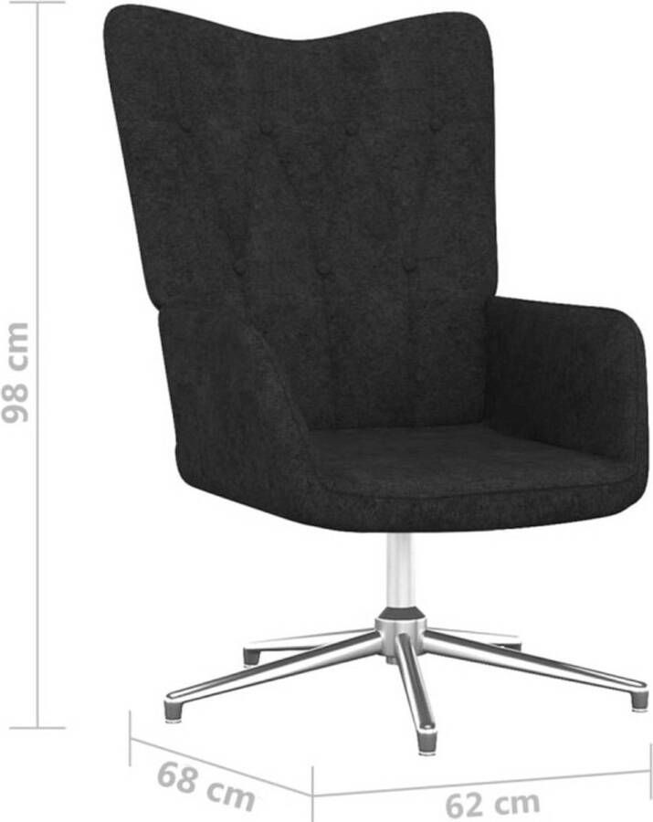 The Living Store Relaxstoel V001 Fauteuils 62x68x98cm Zwart Stof en Staal