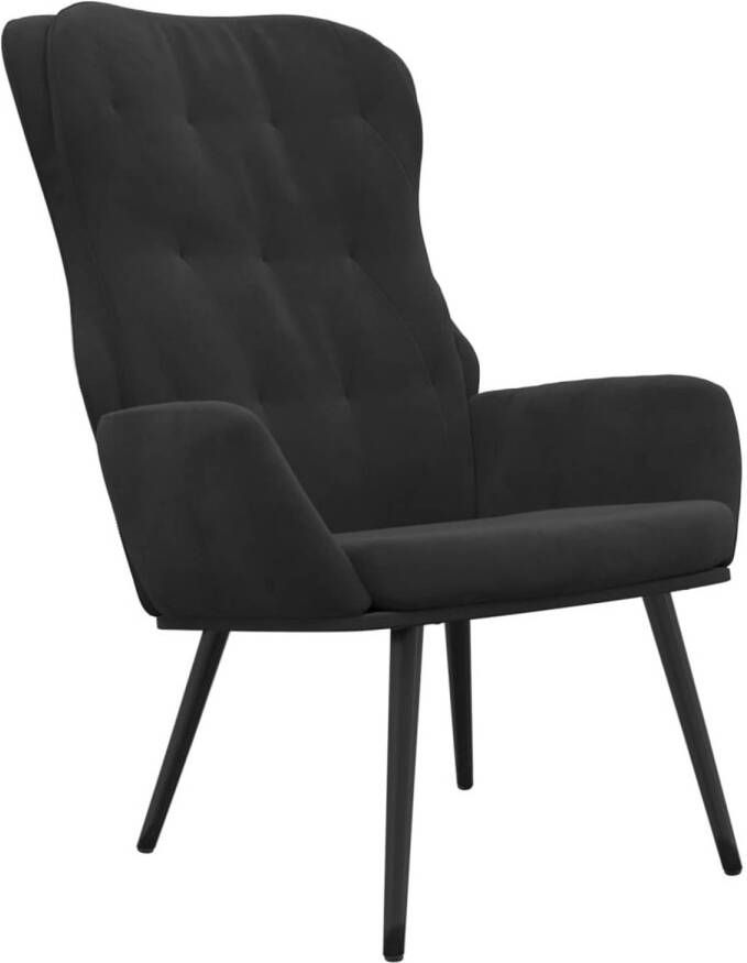 The Living Store Relaxstoel Velvet Zwart 70x77x98 cm Hoogwaardig materiaal en stevig frame
