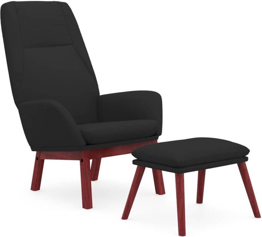 The Living Store Relaxstoel Zwart 70 x 77 x 94cm Stof (100% polyester) metaal massief rubberwood en multiplex