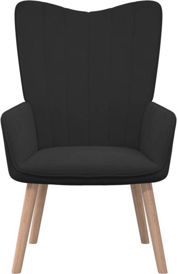 The Living Store Relaxstoel zwart fluweel 61.5 x 69 x 95.5 cm stabiel en duurzaam - Foto 1
