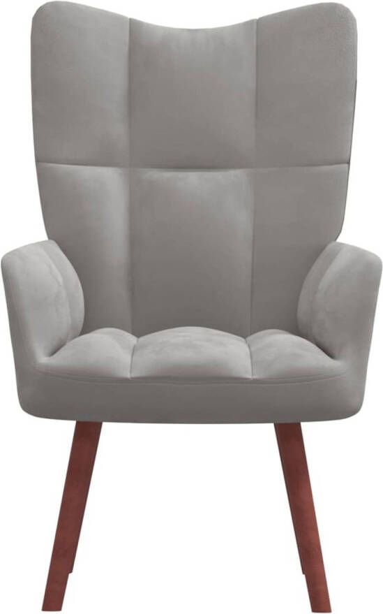 The Living Store Relaxzetel Fluweel Lichtgrijs 61.5 x 69 x 95.5 cm Stalen frame Relaxfauteuil Fluweel Fauteuil Grijze Fauteuil Lounge Stoel Comfortabele Stoel