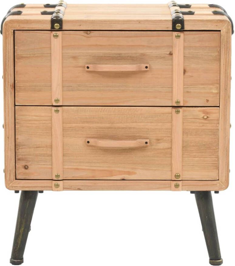 The Living Store Retro Nachtkastje Hout 50 x 35 x 57 cm Met 2 lades