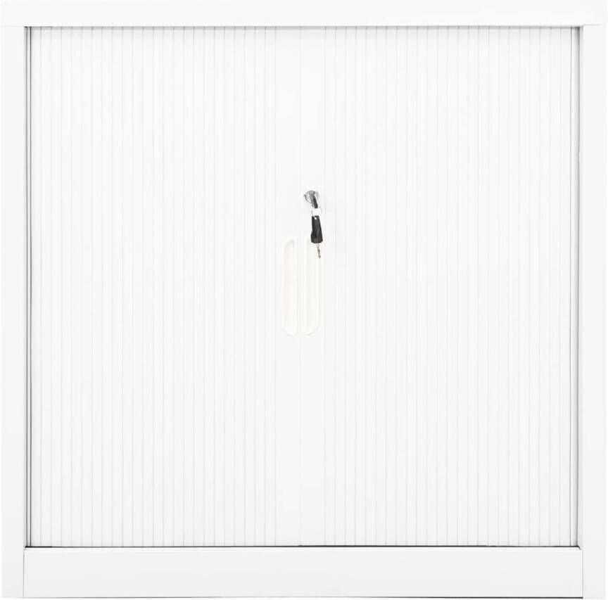 The Living Store Roldeurkast 90 x 40 x 90 cm wit staal met schuifdeuren Rolladeurkast Opbergkast Kast Schuurdeur Metalen Kast