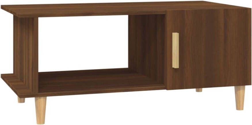 The Living Store Salontafel 90x50x40 cm bewerkt hout bruin eikenkleur Salontafel Houten Salontafel Bruine Salontafel Bruine Eiken Salontafel Met Opbergruimte