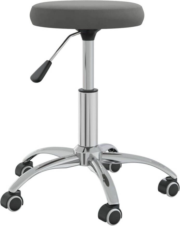 The Living Store Salonkruk fluweel donkergrijs 31 x (42-54) cm draaibaar Massagekruk Salonkruk Fluweelkruk Zachte Kussen Ergonomische Stoel
