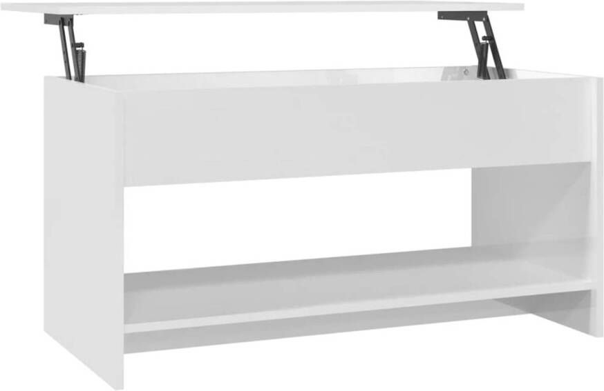 The Living Store Salontafel 102x50x52-5 cm bewerkt hout hoogglans wit Tafel
