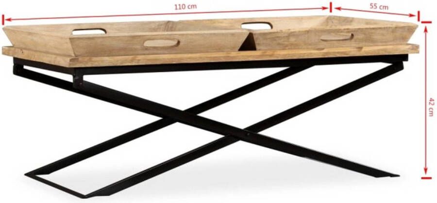 The Living Store Houten Salontafel IndustriÃle Stijl 110 x 55 x 42 cm Bruin Mangohout Gepoedercoat Staal Industriële Salontafel Hout Mangohouten Salontafel Bruine Salontafel Industrieel