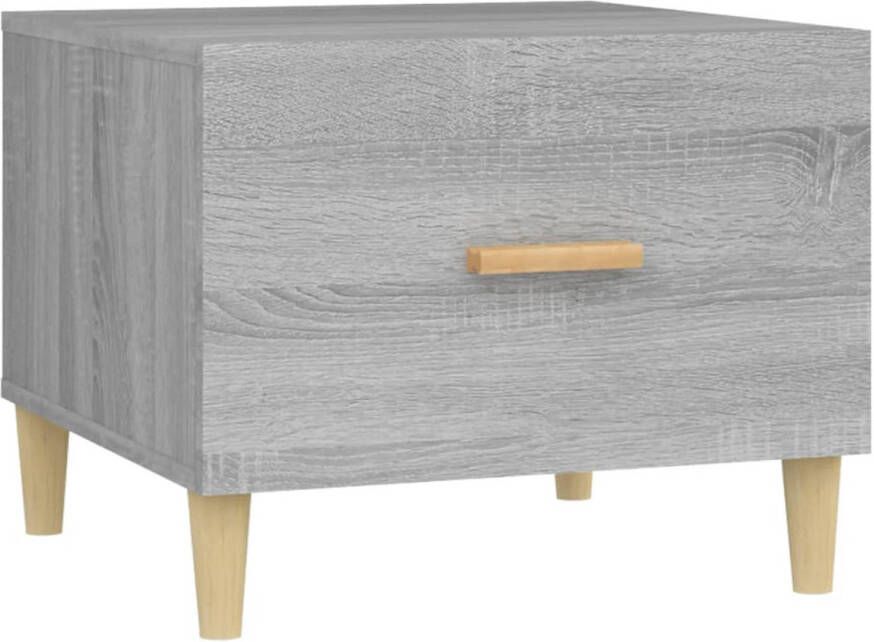 The Living Store Salontafel 50x50x40 cm bewerkt hout grijs sonoma eikenkleurig Salontafel Houten Salontafel Grijze Salontafel Moderne Salontafel Met Lade