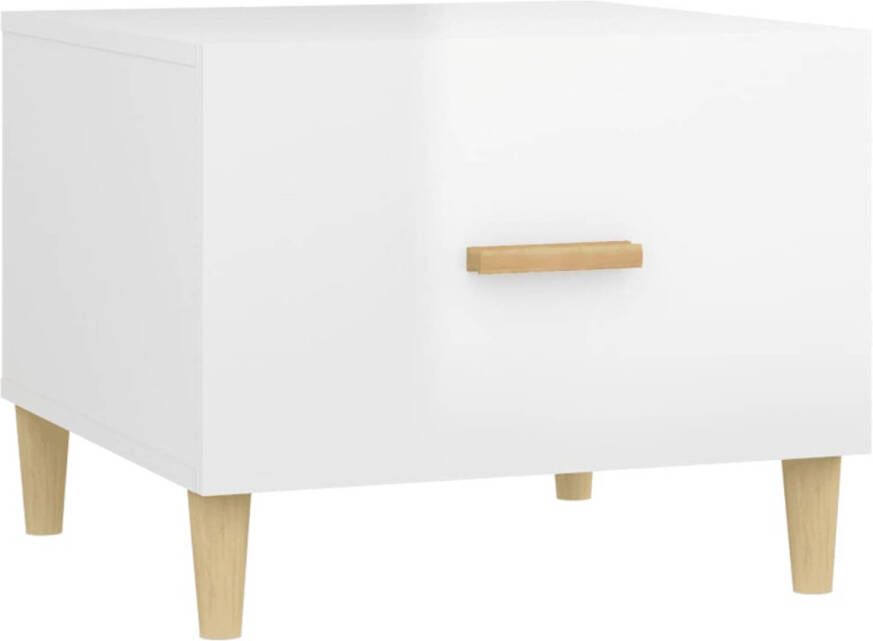 The Living Store Salontafel 50x50x40 cm bewerkt hout hoogglans wit Salontafel Witte Salontafel Hoghglans Salontafel Bewerkt Hout VitaXL Salontafel