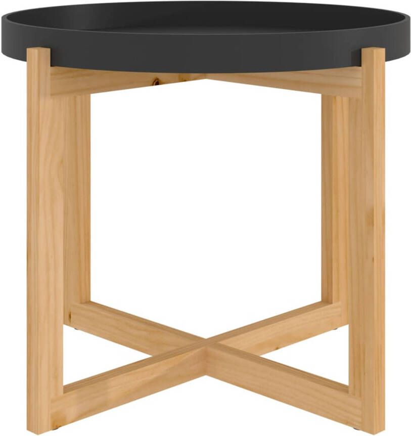 The Living Store Salontafel 53x53x43-5 cm bewerkt hout en grenenhout zwart Tafel - Foto 1