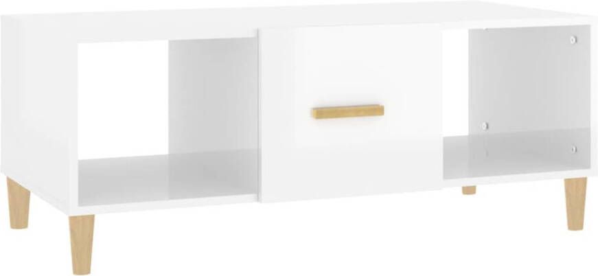 The Living Store Salontafel 102x50x40 cm bewerkt hout hoogglans wit Tafel