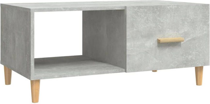 The Living Store Salontafel 89-5x50x40 cm bewerkt hout betongrijs Tafel