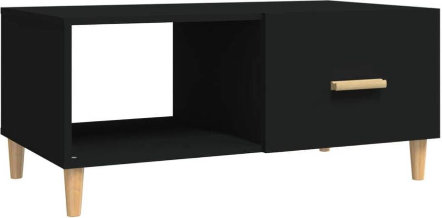 The Living Store Salontafel bewerkt hout 89.5 x 50 x 40 cm zwart