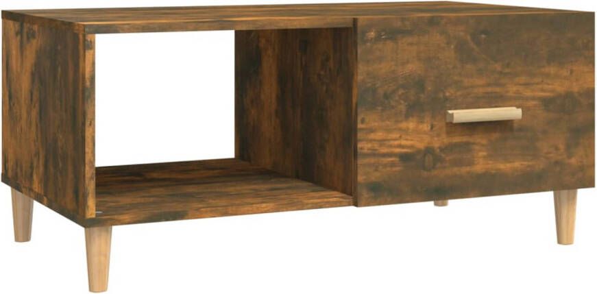 The Living Store Salontafel bewerkt hout Gerookt Eiken 89.5 x 50 x 40 cm