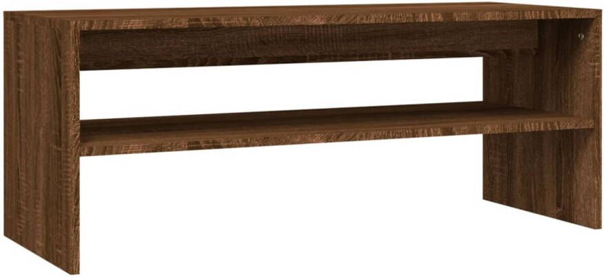 The Living Store Salontafel Bruineiken 100x40x40 cm Duurzaam bewerkt hout Open schap Stevig tafelblad
