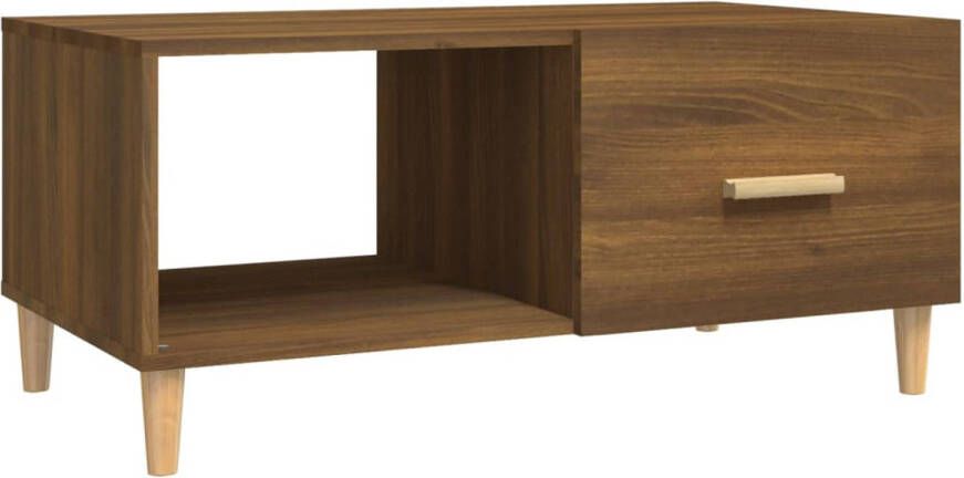 The Living Store Salontafel 89-5x50x40 cm bewerkt hout bruineikenkleurig Tafel