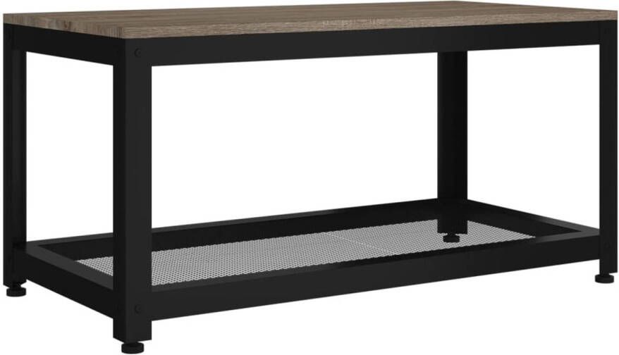 The Living Store Salontafel 90x45x45 cm MDF en ijzer grijs en zwart Tafel