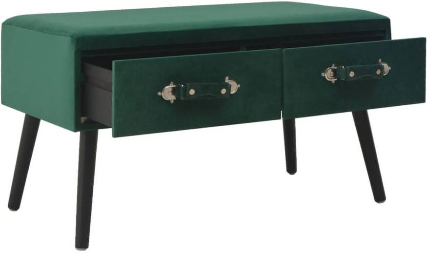 The Living Store Salontafel Fluweel Groen 80x40x46 cm 2 lades