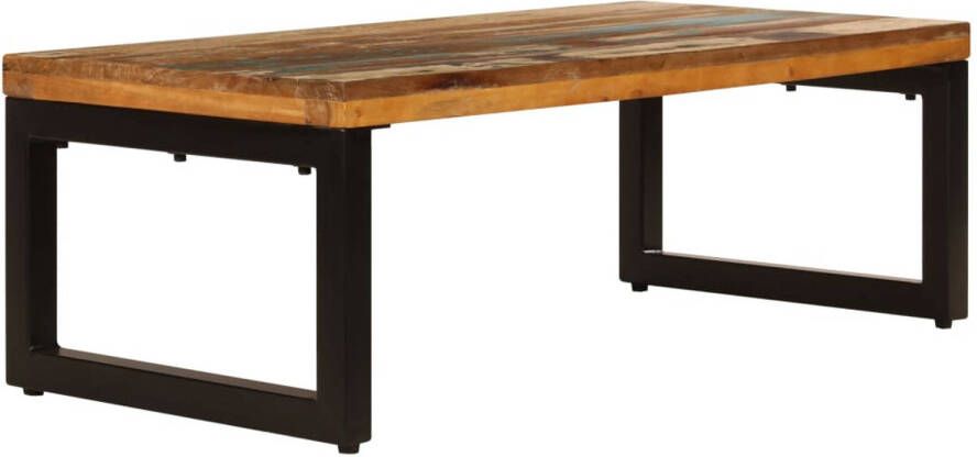 The Living Store Salontafel 100x50x35 cm massief gerecycled hout en staal Tafel - Foto 1