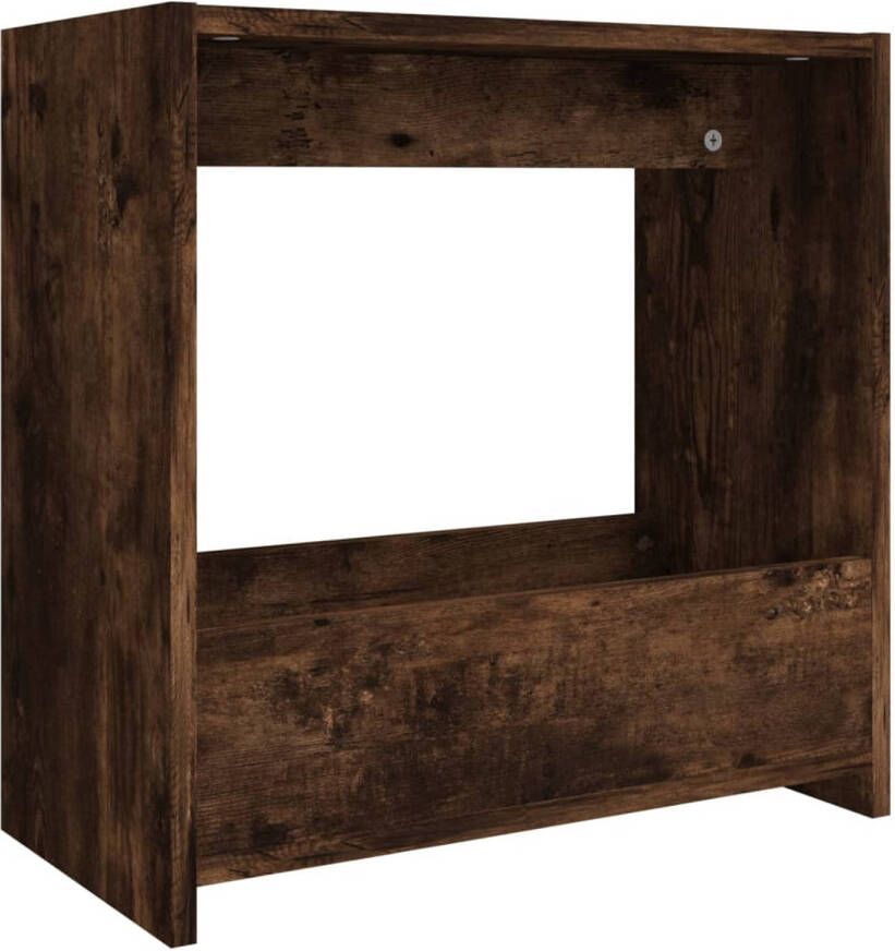 The Living Store Salontafel Gerookt Eiken Opbergfunctie Stevig Tafelblad Hoekkast Afmetingen- 50 x 26 x 50 cm Salontafel Bijzettafel Houten Tafel Bruine Tafel Hoekkast