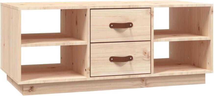 The Living Store Salontafel Grenenhout 100 x 50 x 41 cm Met lades en schappen - Foto 2