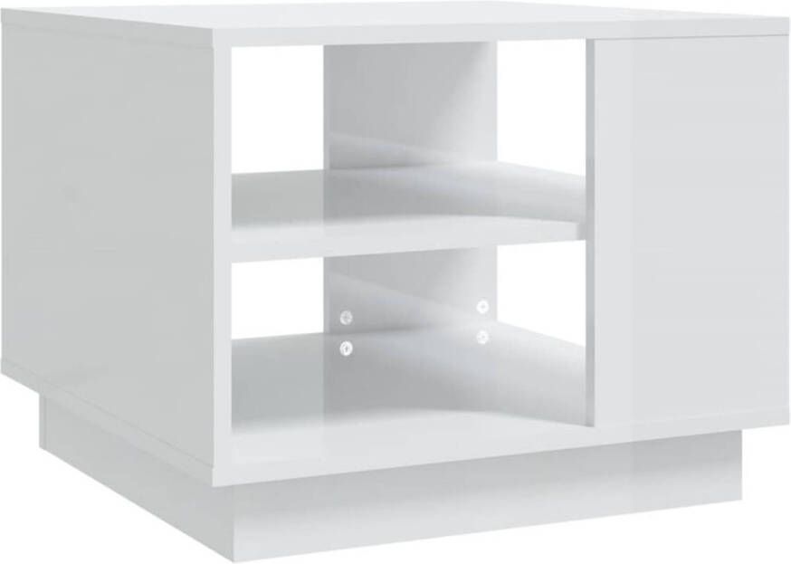 The Living Store Salontafel 55x55x43 cm spaanplaat hoogglans wit Tafel