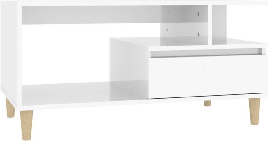The Living Store Salontafel Hoogglans wit 90 x 49 x 45 cm Duurzaam hout - Foto 1