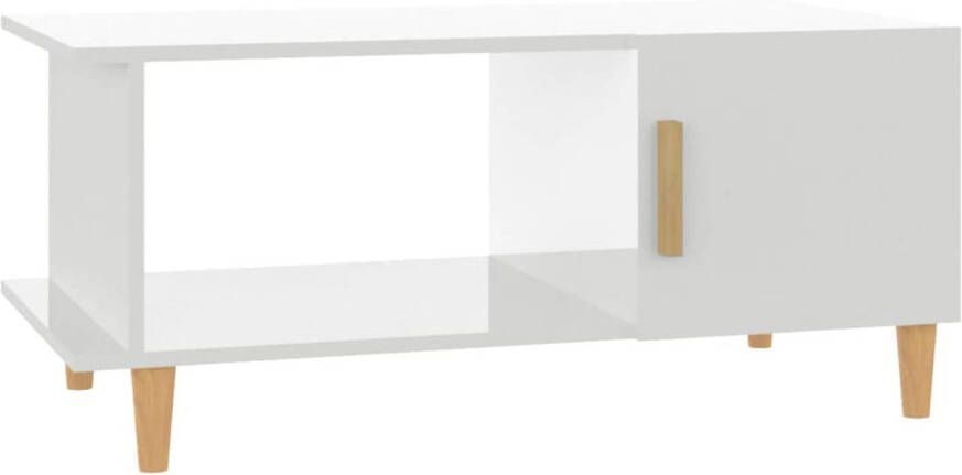 The Living Store Salontafel Hoogglans wit 90 x 50 x 40 cm -steve opbergvak minimalistisch design - Foto 1