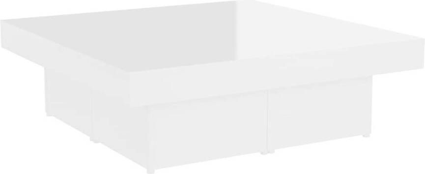 The Living Store Salontafel Hoogglans wit 90 x 90 x 28 cm Stabiel en duurzaam Eenvoudig te onderhouden - Foto 1
