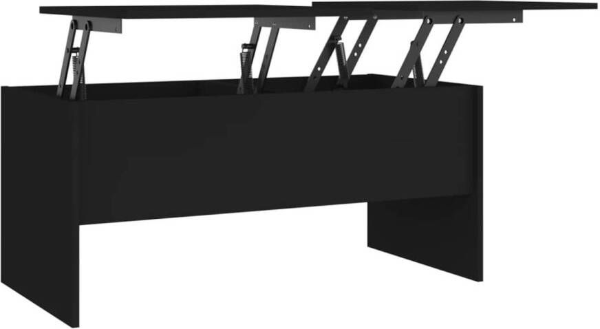 The Living Store Salontafel 102x50-5x46-5 cm bewerkt hout zwart Tafel - Foto 1