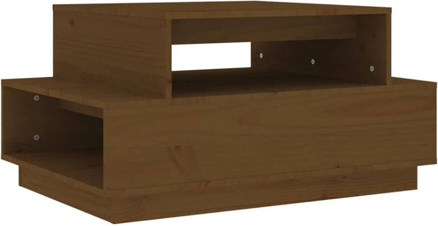 The Living Store Salontafel 80x55x40-5 cm massief grenenhout honingbruin Tafel