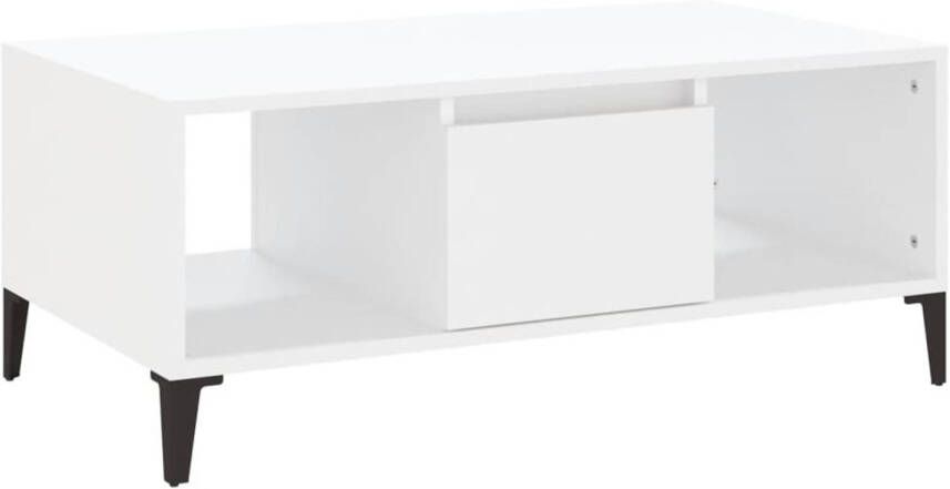 The Living Store Salontafel 90x50x36-5 cm bewerkt hout wit Tafel