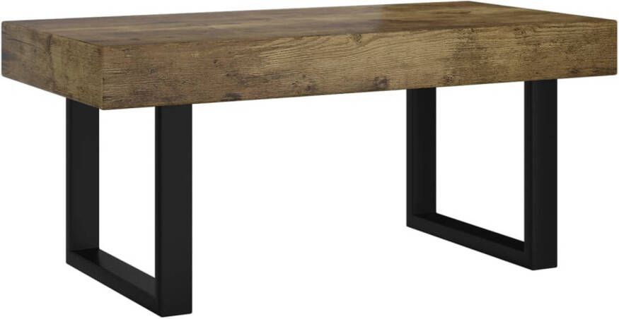 The Living Store Salontafel Iron 90 x 45 x 40 cm Donkerbruin Zwart MDF IJzer