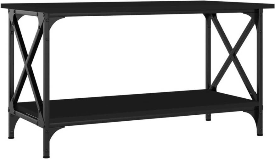 The Living Store Salontafel Klassieke zwarte bijzettafel 80 x 45 x 45 cm (LxBxH) Stevig houten tafelblad - Foto 1