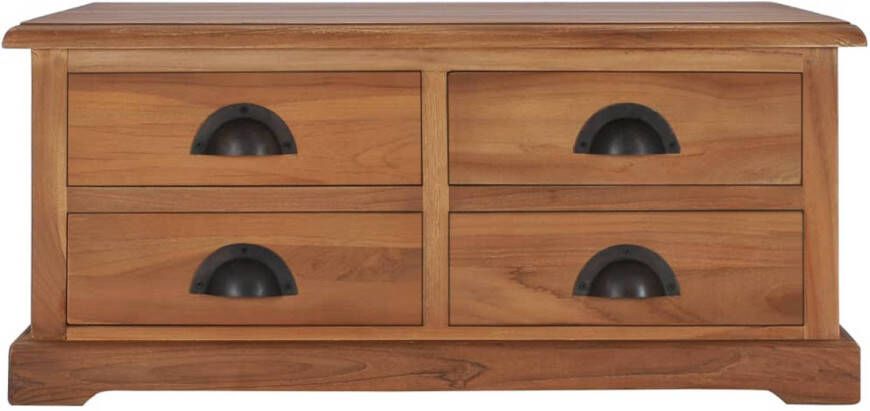 The Living Store Salontafel 68x68x30 cm massief teakhout Salontafel Teak Hout Koloniaalstijl Vintage Meubilair Houten Salontafel