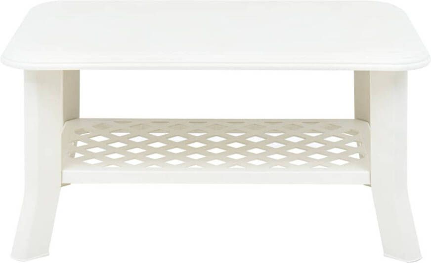 The Living Store Salontafel 90x60x46 cm kunststof wit Salontafel Tuintafel Koffietafel Kunststof Meubilair Witte Meubels