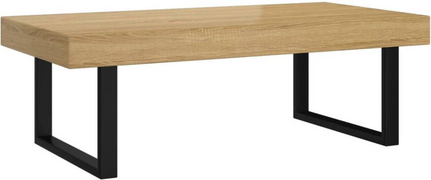 The Living Store Salontafel 120x60x40 cm MDF en ijzer lichtbruin en zwart Tafel