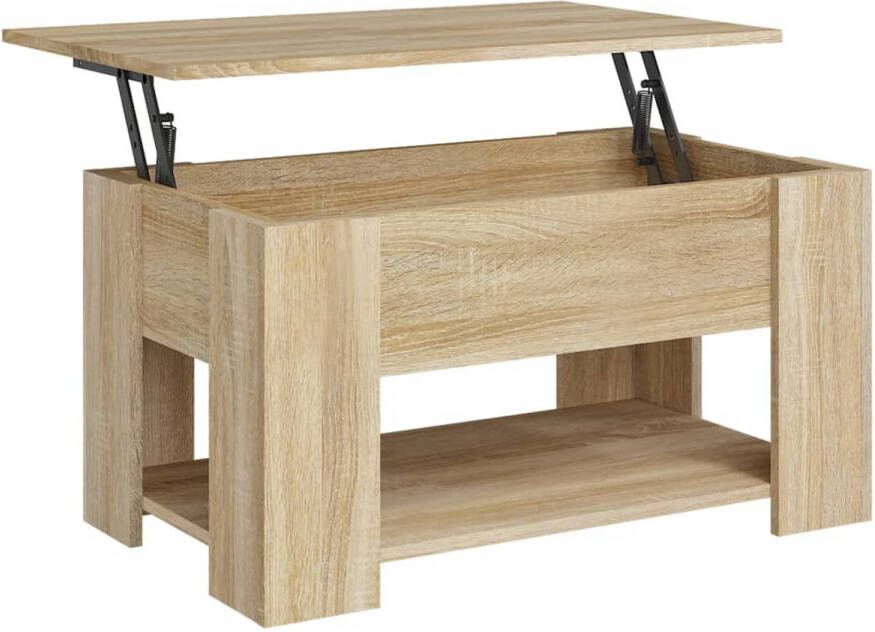 The Living Store Salontafel Lift-top Bewerkt hout 79x49x41 cm Sonoma eiken Salontafel Houten Salontafel Lift Top Tafel Multifunctionele Tafel Eethoek Accessoires